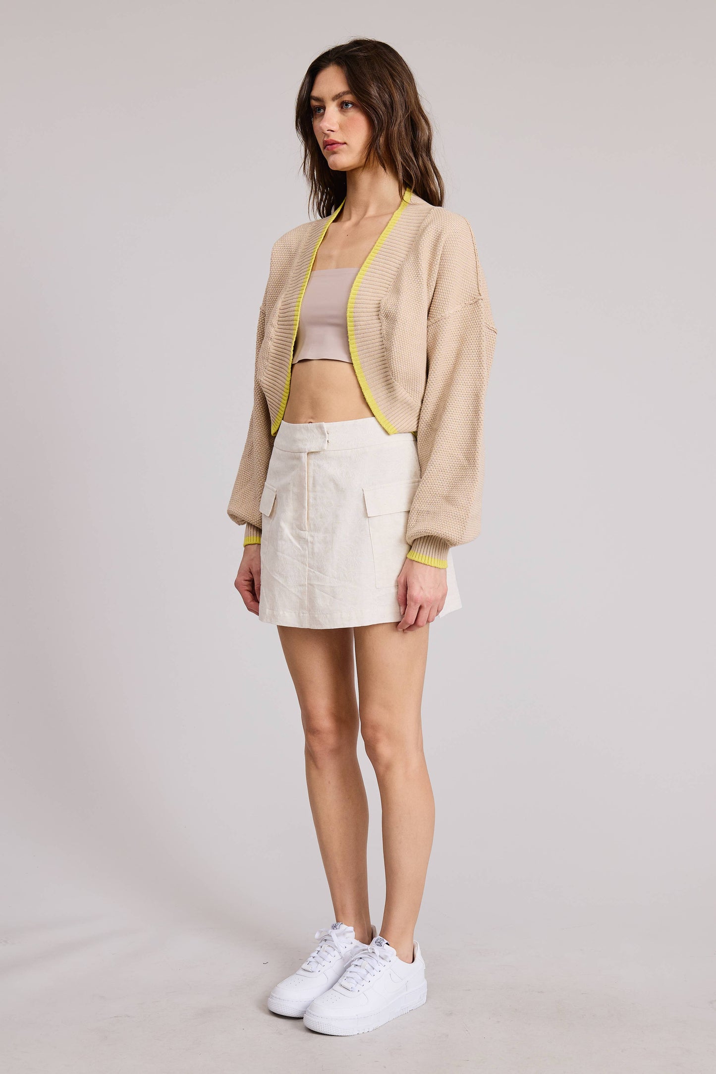 Angie Sweater Cardigan with Contrast Color