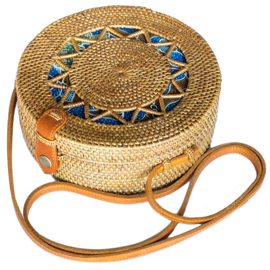 Round Ata Rattan Bag - Brown Sun