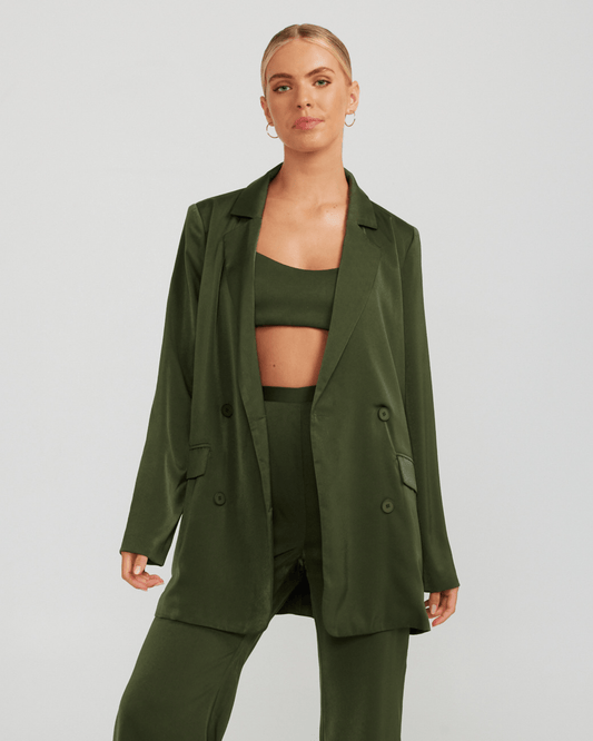 Rafaela Double Breasted Blazer - Dark Olive