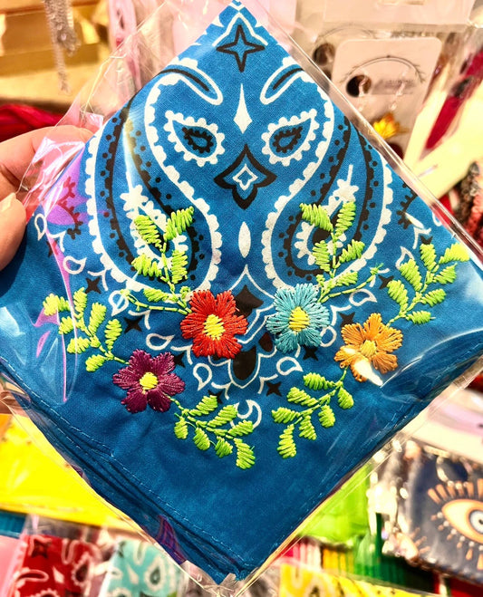 Floral Embroidered Bandana