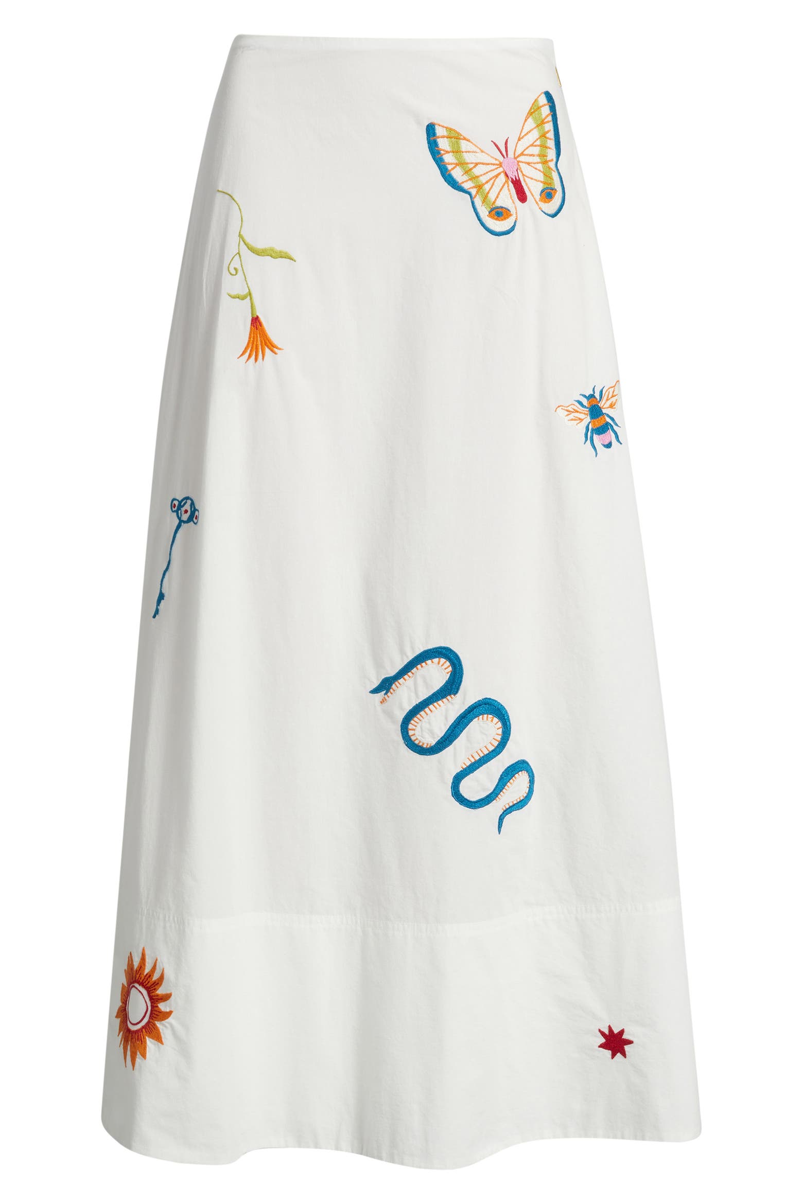 White skirt with colorful embroidery