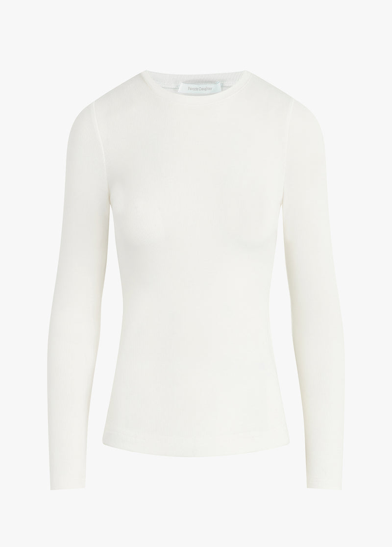 The Ribbed Long Sleeve - White