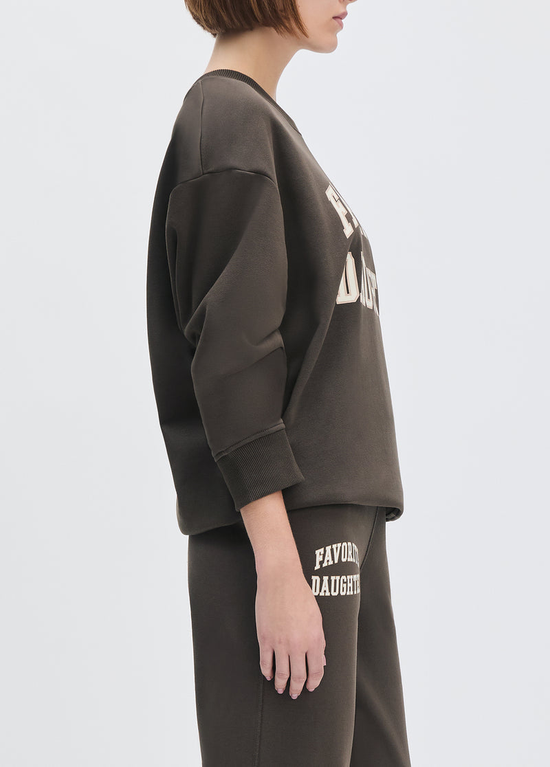 The Favorite Collegiate Sweatshirt - Coffee/Gardenia
