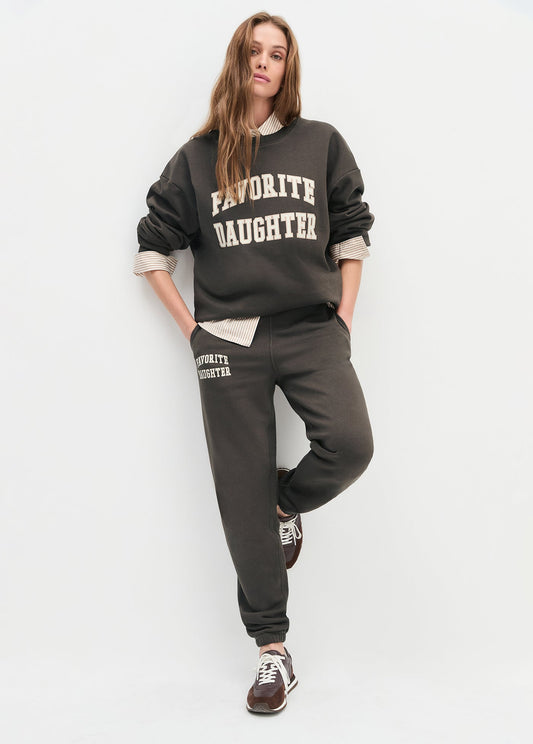 The Collegiate Jogger - Coffee/Gardenia