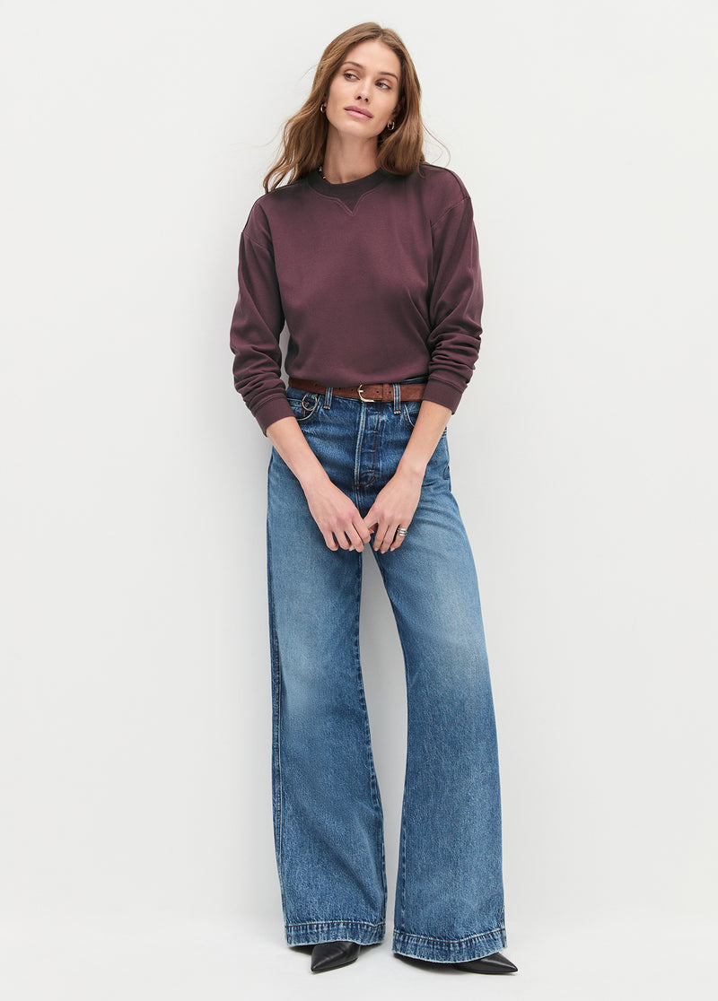 The Everyday Long Sleeve Tee - Burgundy Dahlia