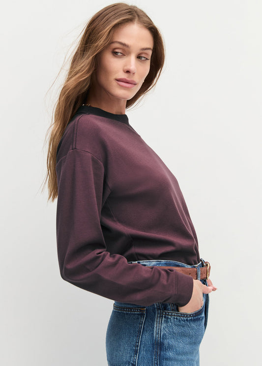 The Everyday Long Sleeve Tee - Burgundy Dahlia