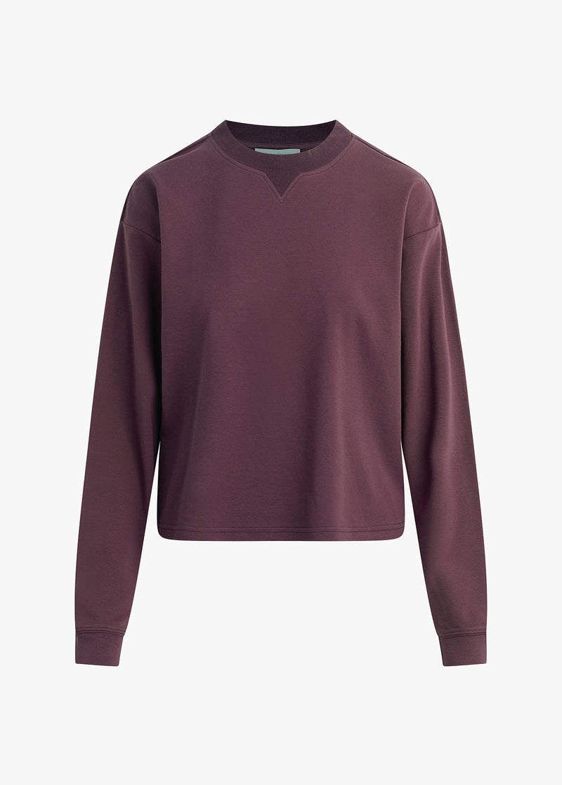 The Everyday Long Sleeve Tee - Burgundy Dahlia