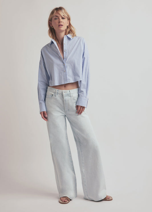 The Cropped Ex-Boyfriend Shirt - Blue/White Stripe