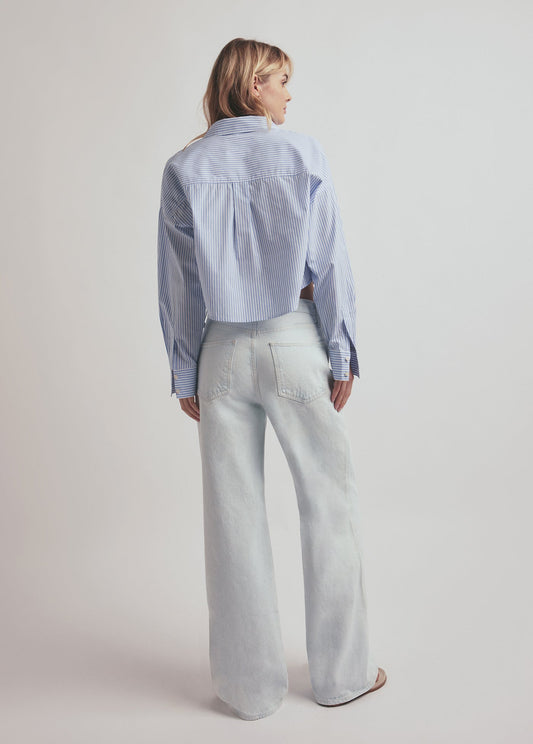 The Cropped Ex-Boyfriend Shirt - Blue/White Stripe