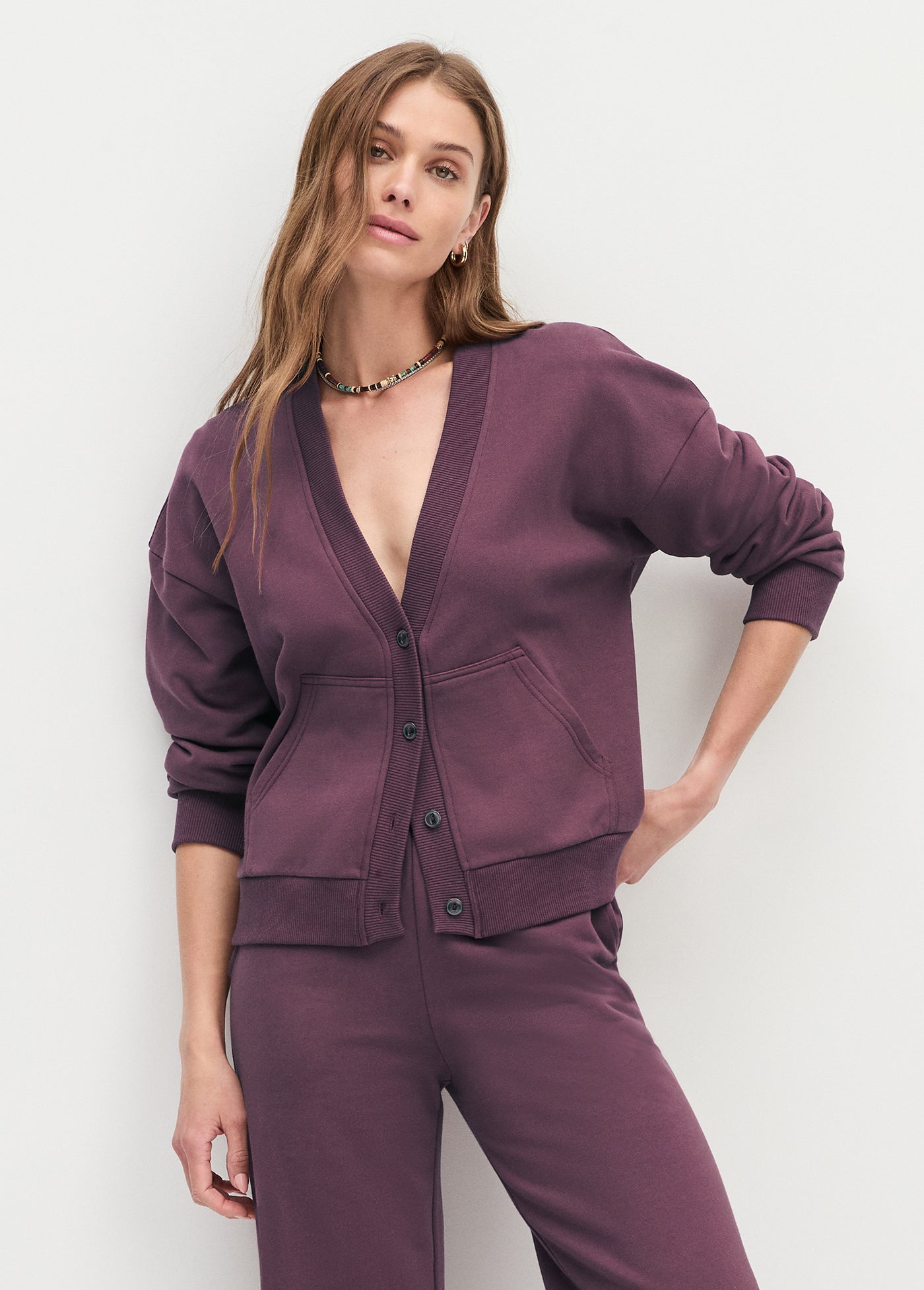 The Cutesy Crop Cardigan - Burgundy Dahlia