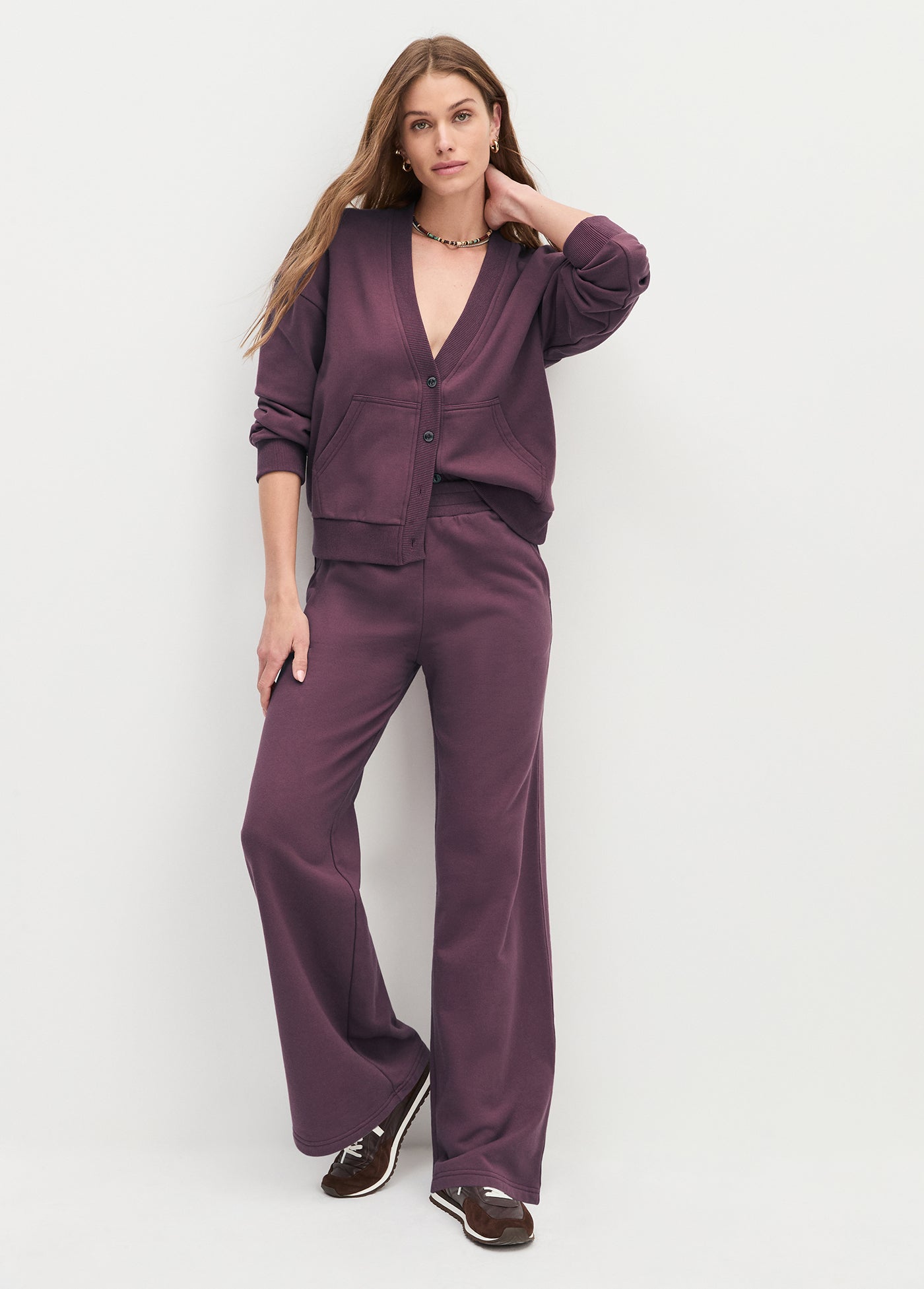 The Boxer Wide Leg - Burgundy Dahlia