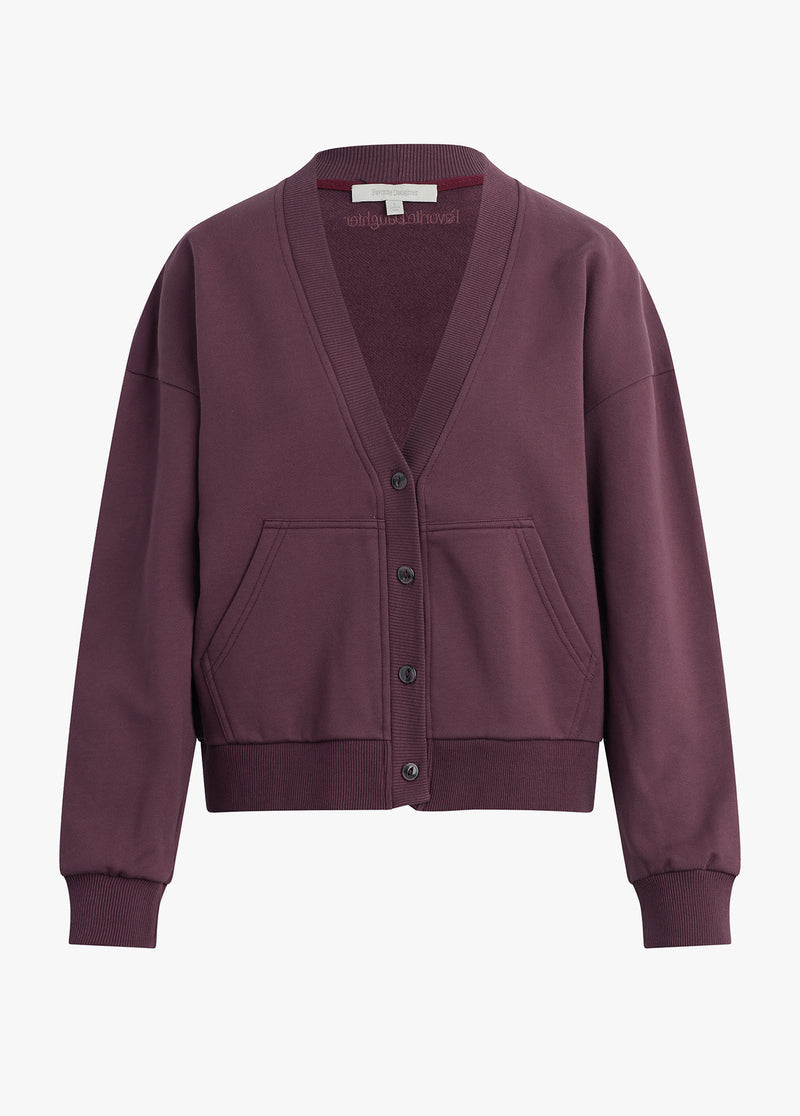 The Cutesy Crop Cardigan - Burgundy Dahlia