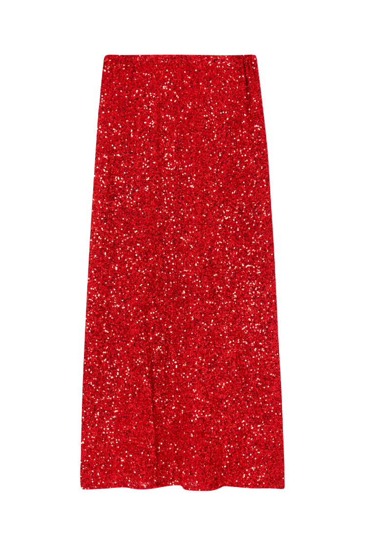 Red Sequin Dorris Skirt - Red