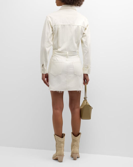 Nina Long Sleeve Mini Dress - Eggshell
