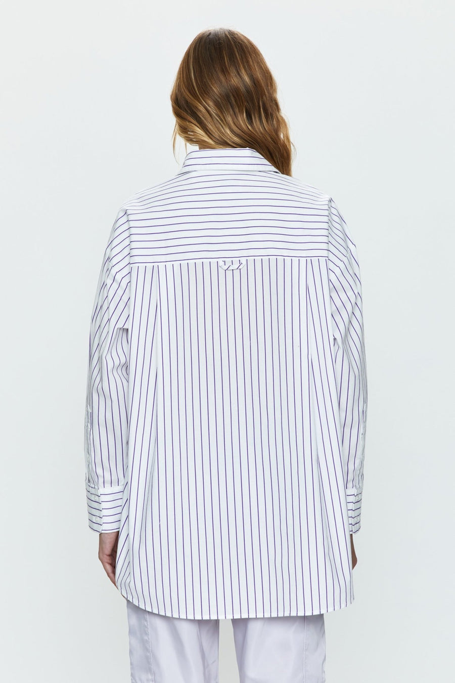 Rena Button Down Tunic Shirt - Violette Stripe