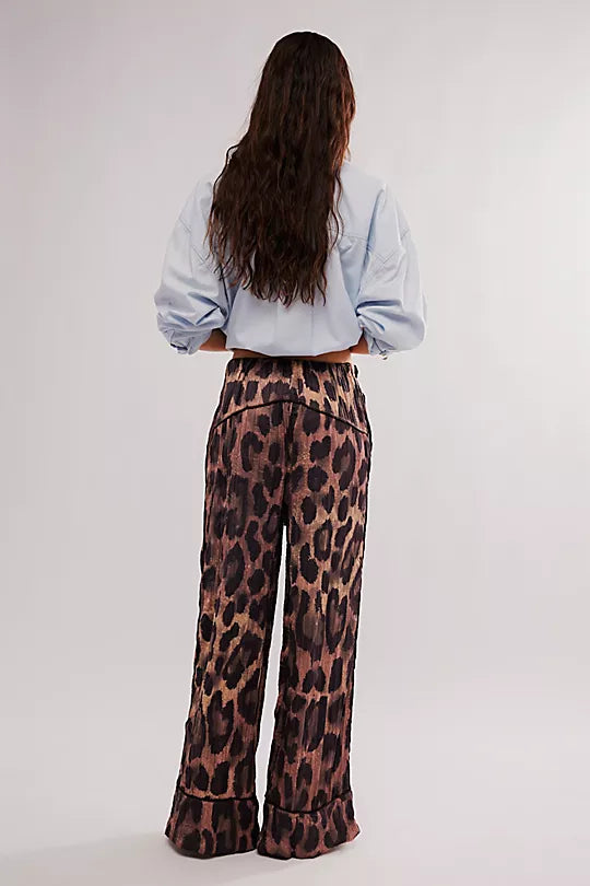 All Out Satin Leopard Pants - Coffee Combo