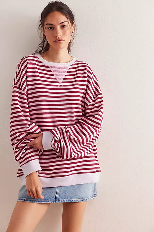 Classic Striped Crew - Rasberry Combo