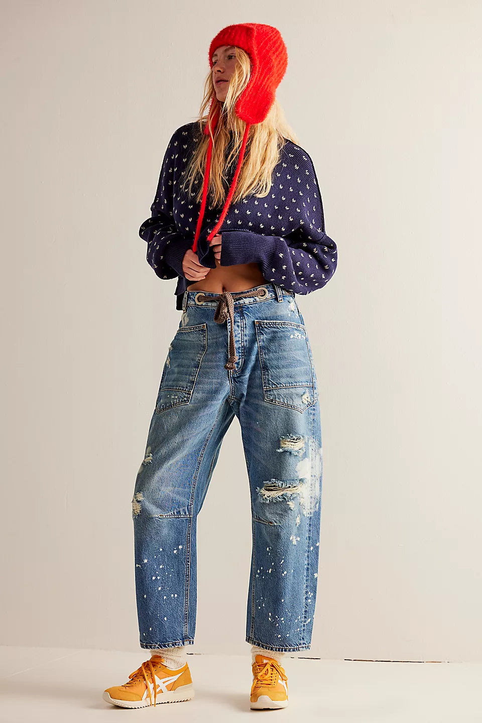 Moxie Pull-On Barrel Jeans - Calypso