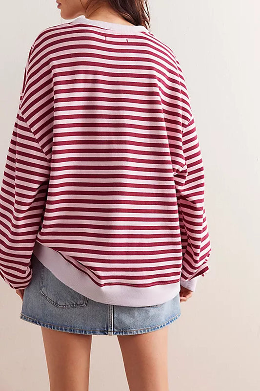 Classic Striped Crew - Rasberry Combo