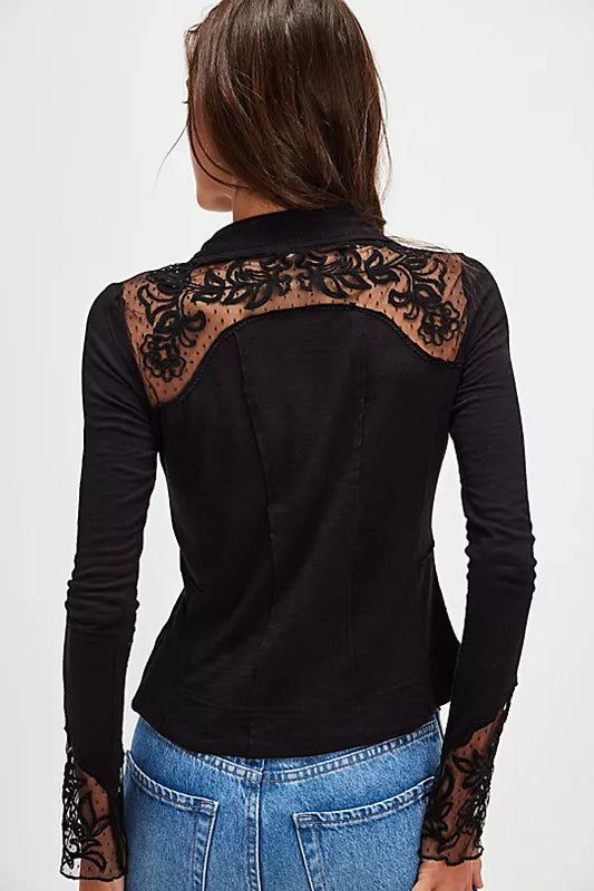 Rosebud Cuff Top - Black