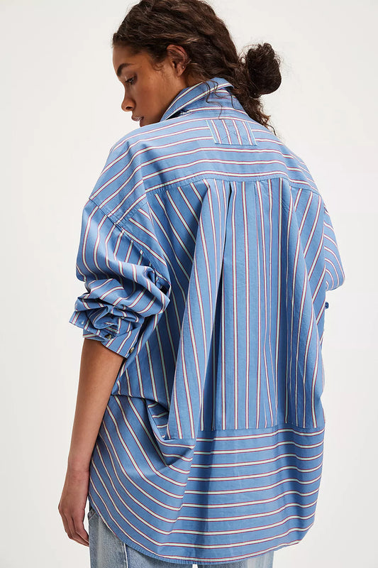 Striped Varsity Vibes Shirt - Blue Combo