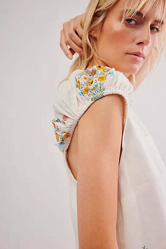 Wildflower Embroidered Mini Dress - Cream Combo
