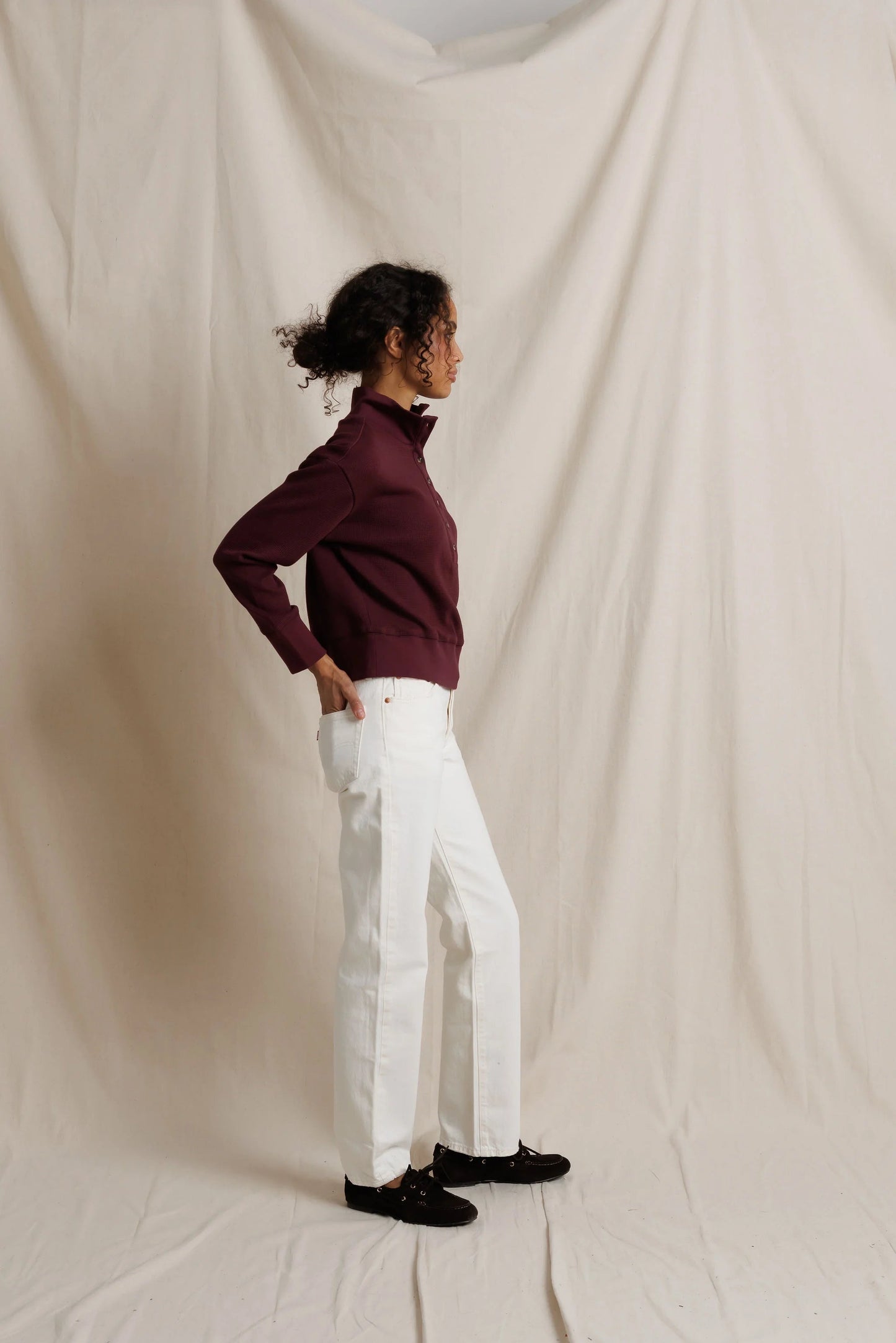 Zia Waffle Pullover - Cherry Lacquer