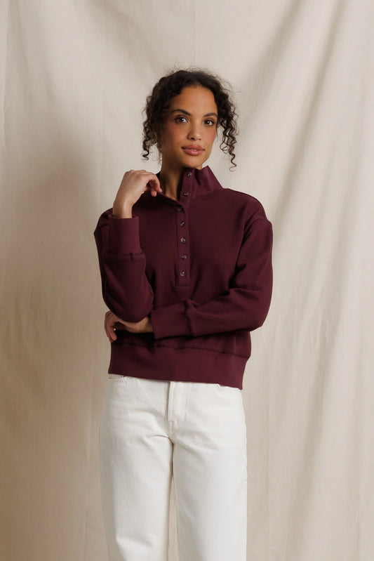 Zia Waffle Pullover - Cherry Lacquer