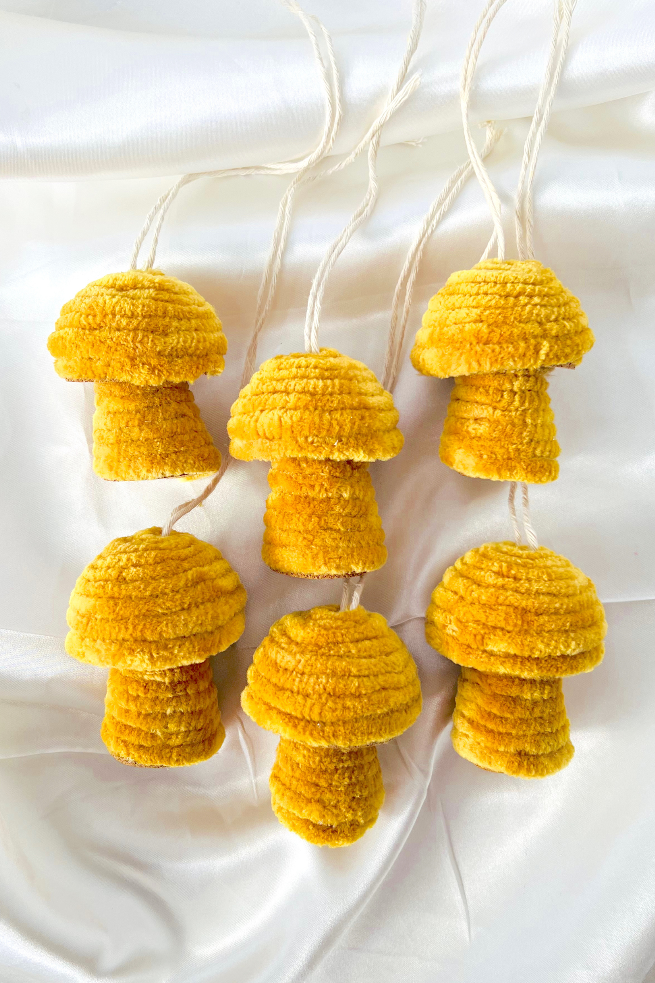 Velvet Mushroom Ornament - Mustard Yellow