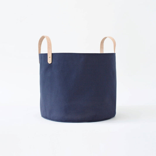 Medium Minimalist Canvas Bucket Basket | Midnight