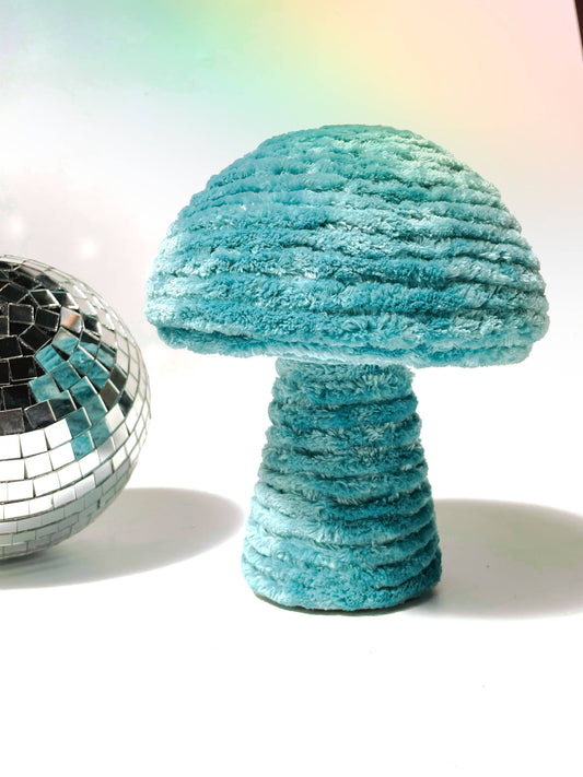 Velvet Mushroom in Medium Size - Turquoise Blue