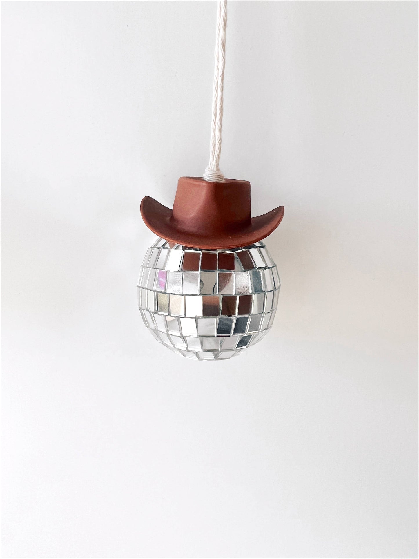 Brown Disco Ball Cowboy Hat Car Hanging Christmas Ornaments