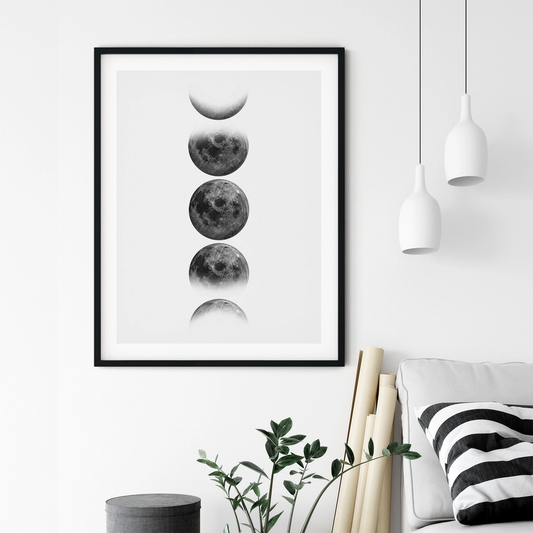 Moon Phases Distressed Art Print