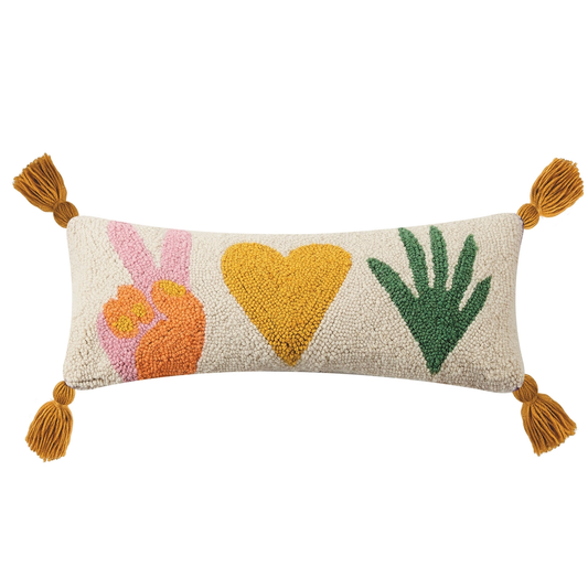 Peace Love Plants With Tassels Hook Pillow