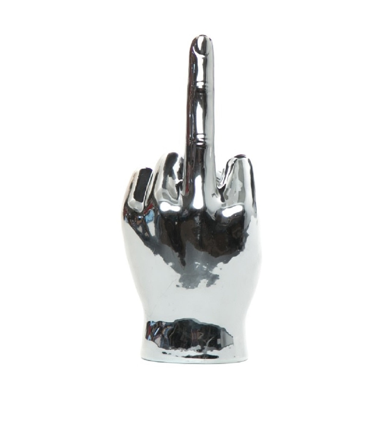 Silver Middle Finger On Tabletop 9" Tall
