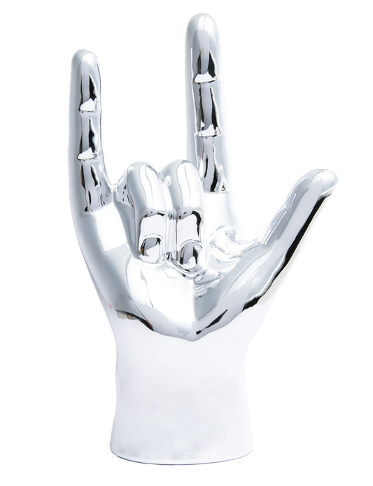 Silver I Love You Hand - 9" Tall